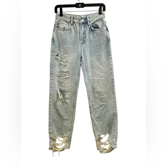 We the Free high Rise relaxed fit Distressed Jeans, Raw Hem, light wash size 25 - Picture 1 of 7